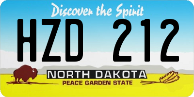 ND license plate HZD212