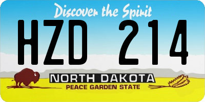 ND license plate HZD214