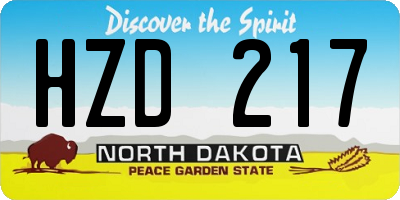 ND license plate HZD217