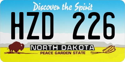 ND license plate HZD226
