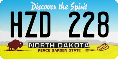 ND license plate HZD228