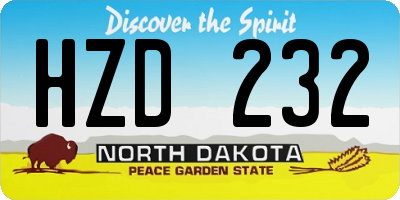 ND license plate HZD232