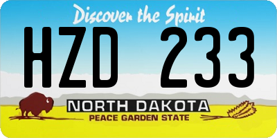 ND license plate HZD233