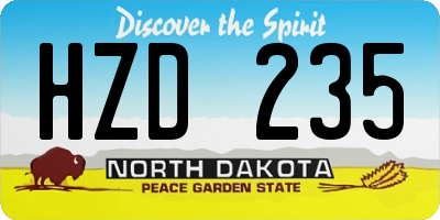 ND license plate HZD235