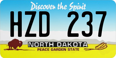 ND license plate HZD237