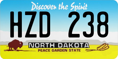 ND license plate HZD238