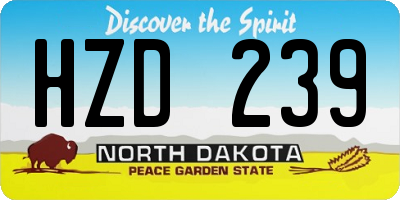 ND license plate HZD239