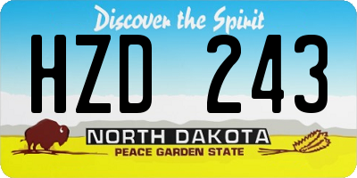 ND license plate HZD243