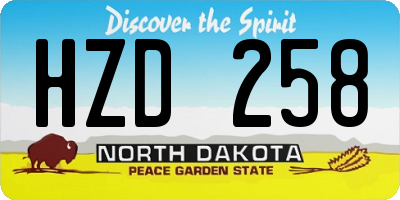 ND license plate HZD258