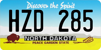 ND license plate HZD285