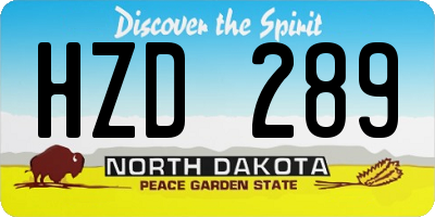 ND license plate HZD289