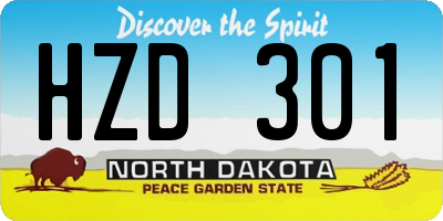 ND license plate HZD301