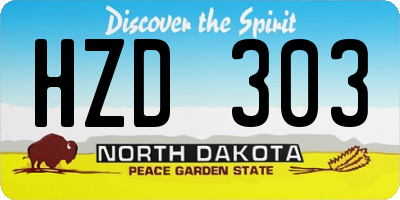 ND license plate HZD303