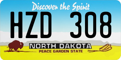 ND license plate HZD308