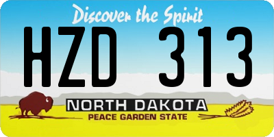 ND license plate HZD313