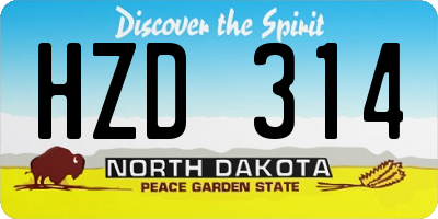 ND license plate HZD314