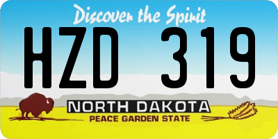 ND license plate HZD319