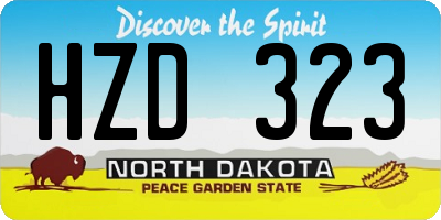 ND license plate HZD323
