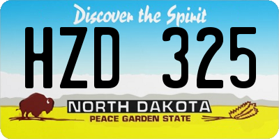 ND license plate HZD325