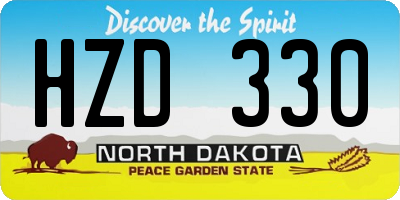 ND license plate HZD330