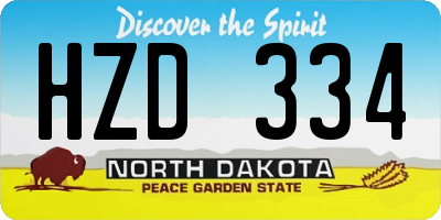 ND license plate HZD334