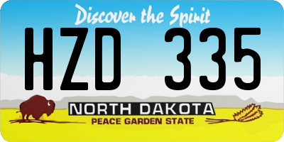 ND license plate HZD335