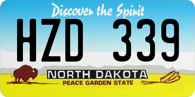 ND license plate HZD339