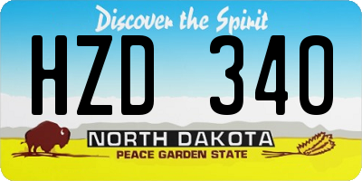 ND license plate HZD340
