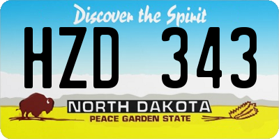 ND license plate HZD343