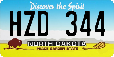 ND license plate HZD344