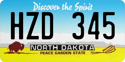 ND license plate HZD345
