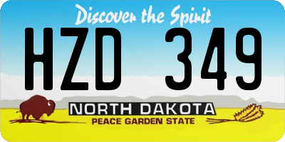 ND license plate HZD349