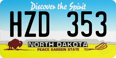 ND license plate HZD353