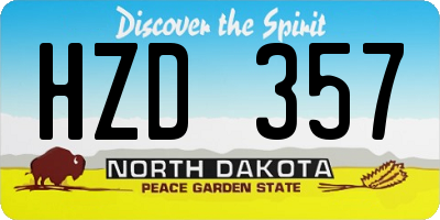 ND license plate HZD357