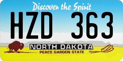ND license plate HZD363