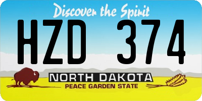 ND license plate HZD374