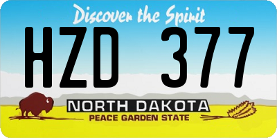 ND license plate HZD377