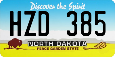 ND license plate HZD385