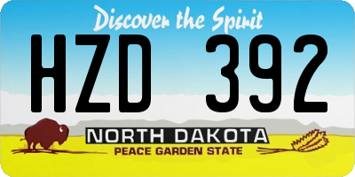 ND license plate HZD392