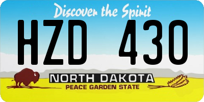 ND license plate HZD430