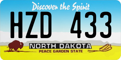 ND license plate HZD433