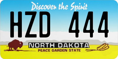 ND license plate HZD444