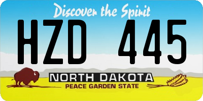 ND license plate HZD445