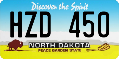 ND license plate HZD450
