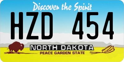 ND license plate HZD454