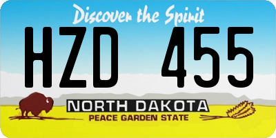 ND license plate HZD455