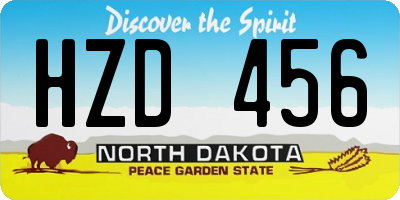 ND license plate HZD456