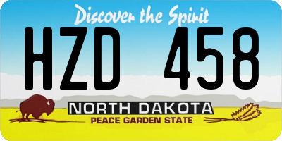 ND license plate HZD458