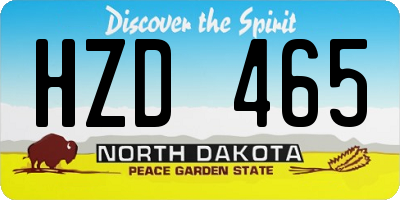 ND license plate HZD465