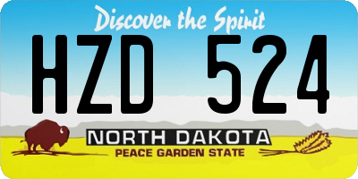 ND license plate HZD524
